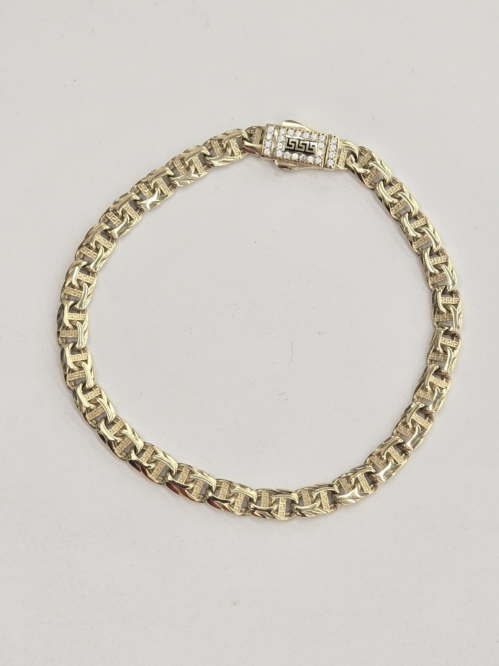 10kt Real Gold Chino Link Greek Cut Bracelet 5.2 Mm 7.5 Inches
